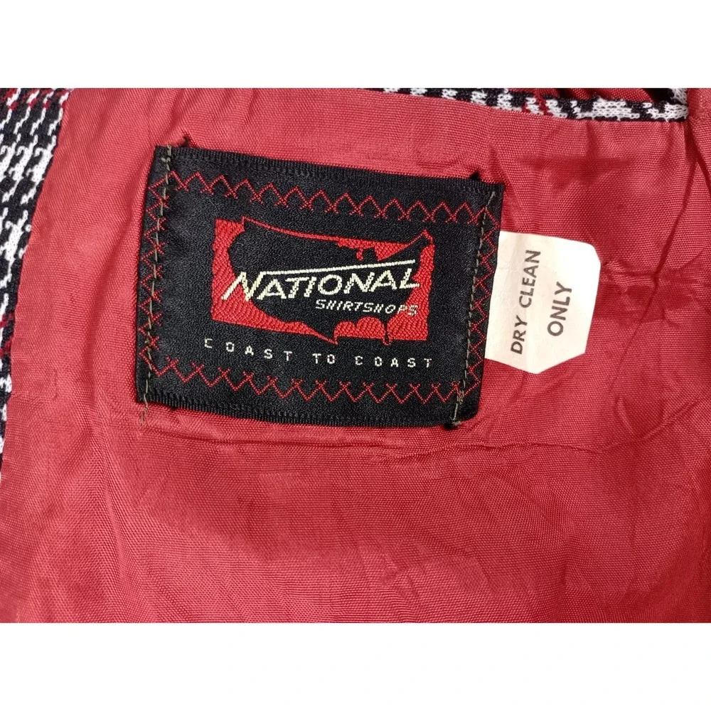 Vintage National Shirt Shops Coast Black Plaid Men's 1970s Tweed Blazer Jacket